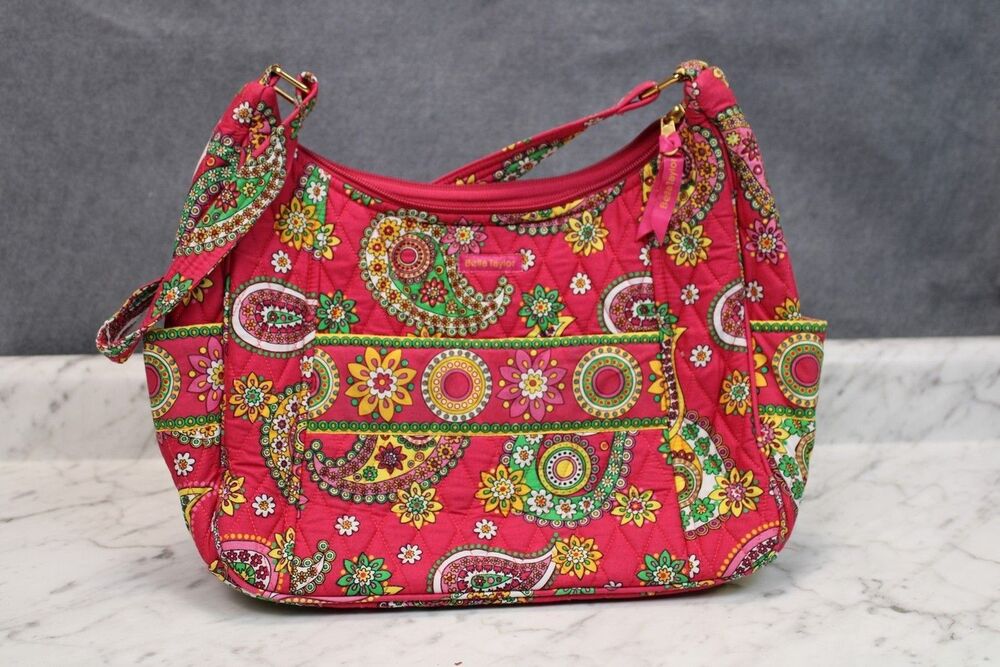 Bella Taylor Quilted Paisley Hobo Shoulder Bag Pink Multi-Color Floral Crossbody